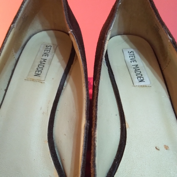 VTG Steve Madden brown suede peep-toe 1.5 inch heel shoes - size 9 - Picture 3 of 9